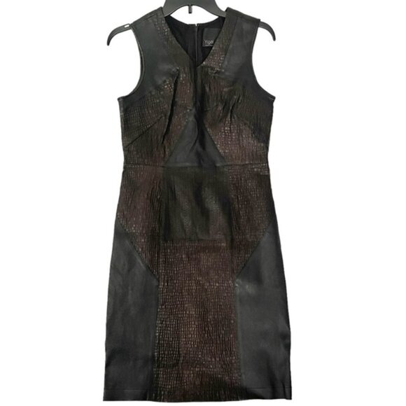 Yigal Azrouel Y26405SL Lamb leather dress color jet size 10 - Picture 1 of 11